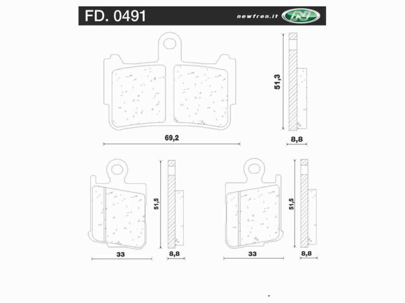 NEWFREN Brake pad for motorcycle 10612390 Road, Touring, Sintered, Set, for a Brake Discs!