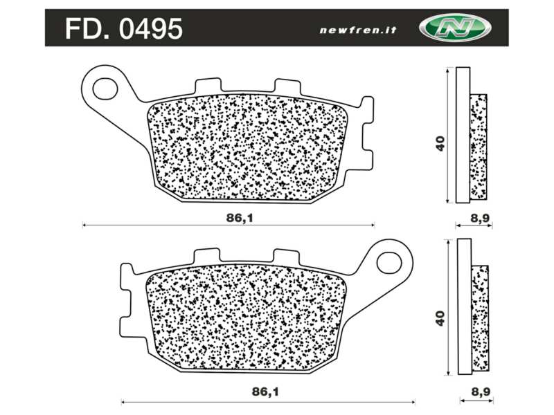 NEWFREN Brake pad for motorcycle 10612395 Road, Touring, Organic, Set, For a Brake Discretion!