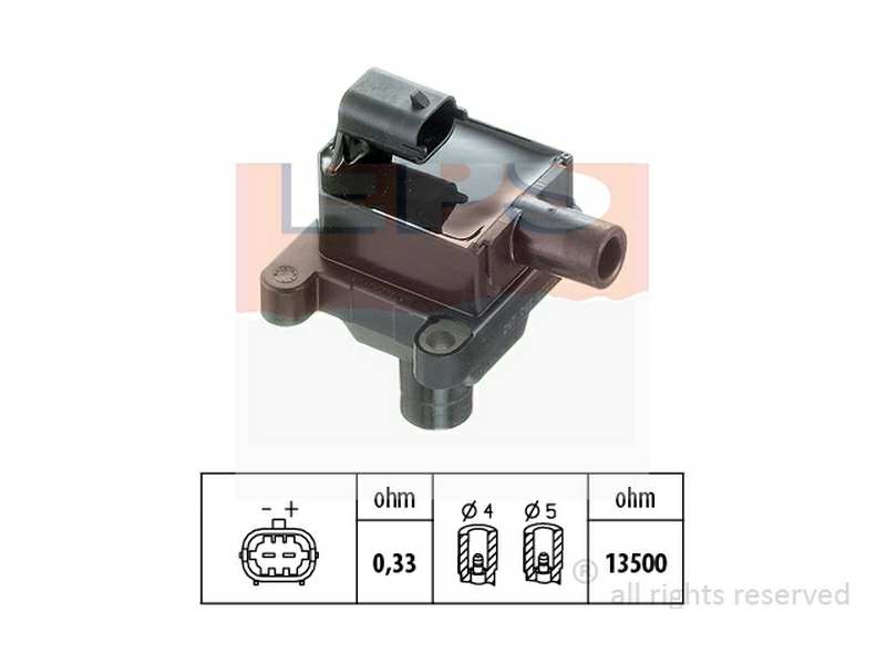 EPS-FACET Zündspule 199027 Widerstand [Ohm]: 0,33, 13500, Zündspule: ohne Zündkerzenstecker
