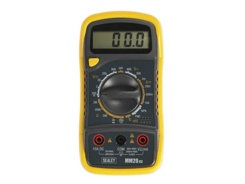 SEALEY Digitales Multimeter 330698 Nicht mietbar, nur zum Verkauf! 8 Funktional, AC: 0-600V, DC: 0-600V, DC: max 10a, Widerstand: max 2 MOHM, Temperatur: -40-1000 ° C