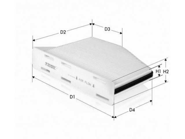 TECNECO FILTERS Innenraumluftfilter 10552396 Länge [mm]: 286, Breite [mm]: 214, Höhe [mm]: 35, Höhe 1 [mm]: 57, Länge 2 [mm]: 145, Breite 1 [mm]: 124, Filterausführung: Partikelfilter