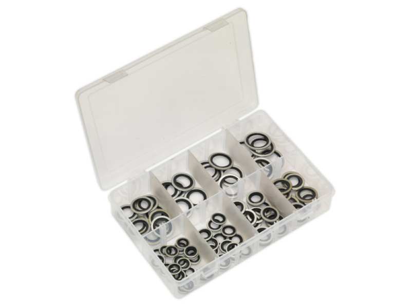 SEALEY Dichtringsatz 11025916 88 dB/Paket, Metrik, Inhalt: (ungefähre Menge) M18 (x8), M20 (x5), M22 (x5), M24 (x5), M10 (x20), M12 (x15), M14 (X15), M16 ((x20), M16 (x15), M14 (x15), M16 ( x15)