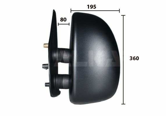 ALKAR Außenspiegel 105010 Einbauseite: links, Qualität: 80 X 360 X 195, ALKAR, Breite [mm]: 195, Höhe [mm]: 360, Betriebsart: manuell, Links-/Rechtslenker: für Linkslenker, Außen-/Innenspiegel: Komplettspiegel, mit Weitwinkelspiegel, kurzer Spiegelarm, konvex 
Einbauseite: links, Breite [mm]: 195, Höhe [mm]: 360, Betriebsart: manuell, Links-/Rechtslenker: für Linkslenker, Außen-/Innenspiegel: mit Weitwinkelspiegel, kurzer Spiegelarm, konvex