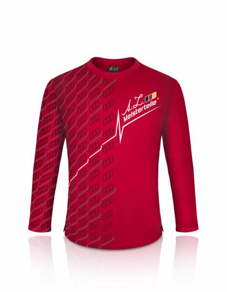 A.Z. MEISTERTEILE T-shirt - Baumwolle - Lange Ärmel - Rot - AZ-MT Design 909981 Langärmeliges T-Shirt mit Rundhalsausschnitt für Kinder von 4 Jahren, Größe 122-128 cm, mit kleinen Logos und zwei Seiten mit Schlitzen an der Taille 1.