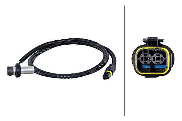 HELLA Raddrehzahlsensor 11298922 Einbauposition: Vorderachse rechts, Anzahl der Steckkontakte: 2, Kabellänge [mm]: 1560, Sensorart: Induktivsensor, Montage/Demontage durch Fachpersonal erforderlich!: