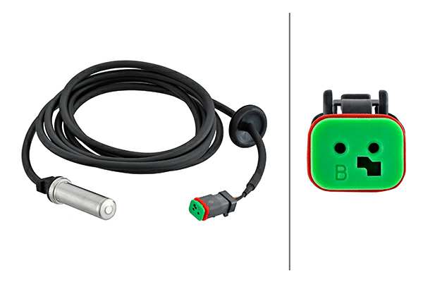 HELLA Raddrehzahlsensor 11298880 Anzahl der Steckkontakte: 2, Kabellänge [mm]: 2630, Sensorart: Induktivsensor, Montage/Demontage durch Fachpersonal erforderlich!:
