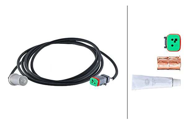 HELLA Raddrehzahlsensor 11298929 Einbauposition: Vorderachse, Hinterachse, Anzahl der Steckkontakte: 2, Kabellänge [mm]: 2420, Sensorart: Induktivsensor, Montage/Demontage durch Fachpersonal erforderlich!:
