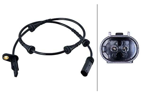 HELLA Raddrehzahlsensor 11298978 Anzahl der Steckkontakte: 2, Einbauposition: Hinterachse, Kabellänge [mm]: 776, Sensorart: aktiver Sensor, Montage/Demontage durch Fachpersonal erforderlich!: