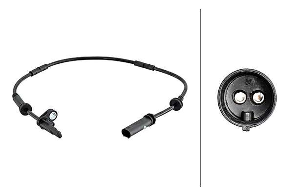 HELLA Raddrehzahlsensor 11298892 Einbauposition: Hinterachse, Kabellänge [mm]: 554, Anzahl der Steckkontakte: 2, Sensorart: Hallsensor, Montage/Demontage durch Fachpersonal erforderlich!: