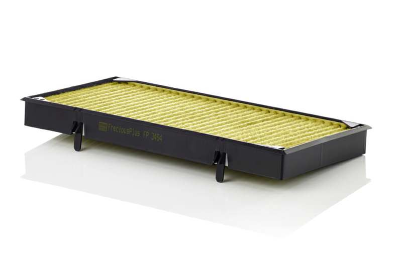 MANN-FILTER Innenraumluftfilter 10371001 Basisversion (Art.-Nr.): CU 3454, Basisversion mit Aktivkohle (Art.-Nr.): CUK 3454, EU-Produktsicherheitsverordnung (GPSR): IEC 60417-6183 mechanisches Fachwissen erforderlich, Einbauposition: Motorraum, Lufteinlass links, Filterausführung: Aktivkohlefilter mit Polyphenol, mit antibakterieller Wirkung, Feinstaubfilter (PM 2.5), mit fungizider Wirkung, Aktivkohlefilter, Einbauzeit [min]: 12, Länge [mm]: 332, Breite [mm]: 192, Höhe [mm]: 31