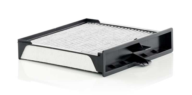 MANN-FILTER Innenraumluftfilter 343704/1 Filterausführung: Aktivkohlefilter, Länge [mm]: 238, Breite [mm]: 213, Höhe [mm]: 39 
Filterausführung: Aktivkohlefilter, Basisversion (Art.-Nr.): CU 2430, EU-Produktsicherheitsverordnung (GPSR): IEC 60417-6183 mechanisches Fachwissen erforderlich, Einbauposition: Motorraum Mitte, unter der Wasserkastenabdeckung, Einbauzeit [min]: 12, Länge [mm]: 238, Breite [mm]: 215, Höhe [mm]: 50