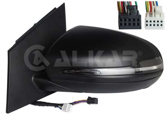 ALKAR Außenspiegel 11383918 Einbauposition: links, Lampenart: LED, Betriebsart: elektrisch, Leuchtefunktion: mit Blinklicht, Links-/Rechtslenker: für Linkslenker, Oberfläche: grundiert, Anzahl der Steckkontakte: 4, 7, Außen-/Innenspiegel: beheizbar, mit Memory, asphärisch