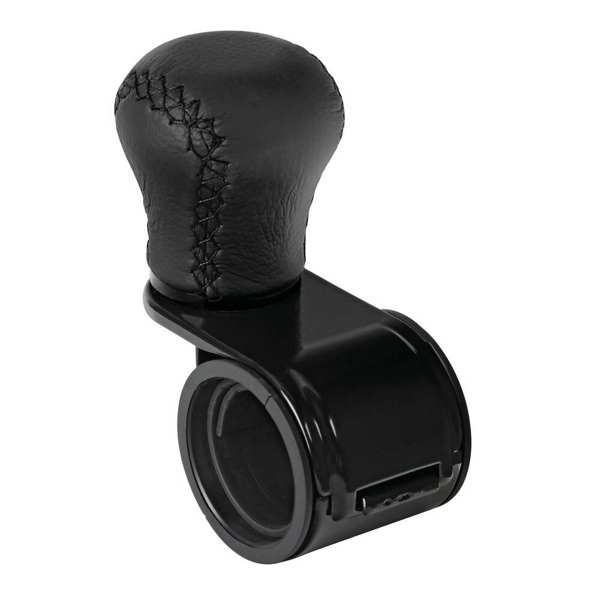 LAMPA Drehknopf für Lenkrad 11441122 Universell für Lenkräder mit einem Durchmesser von 20-40 mm, Leder mit schwarzer Naht 1.