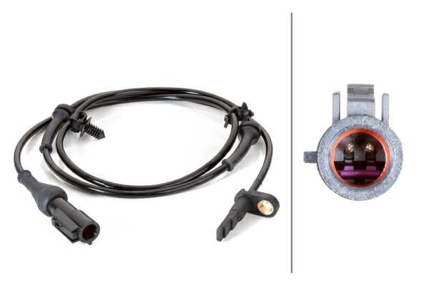 HELLA Raddrehzahlsensor 11110199 Kabellänge [mm]: 1250, Sensorart: Hallsensor, Ergänzungsartikel/Ergänzende Info: mit Halter, Anzahl der Steckkontakte: 2, Länderausführung: USA, Einbauseite: Vorderachse, Montage/Demontage durch Fachpersonal erforderlich!:
