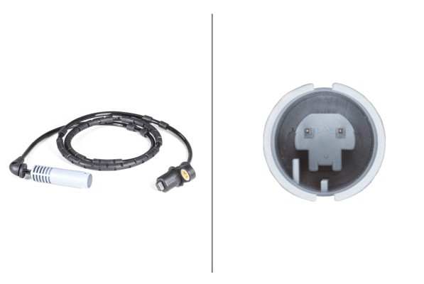 HELLA Raddrehzahlsensor 314431 Spannung [V]: 12, Anzahl der Steckkontakte: 2, Widerstand [Ohm]: 1110, Kabellänge [mm]: 958, Sensorart: Induktivsensor, Einbauposition: Hinterachse, Montage/Demontage durch Fachpersonal erforderlich!: