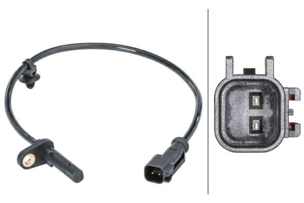 HELLA Raddrehzahlsensor 11110112 Spannung [V]: 12, Länge [mm]: 454, Sensorart: aktiver Sensor, Anzahl der Steckkontakte: 2, Montage/Demontage durch Fachpersonal erforderlich!: