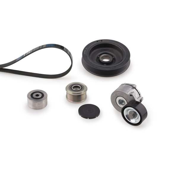 GATES Keilrippenriemensatz 731298 Riemenscheiben: mit Kurbelwellenriemenscheibe, mit Freilaufriemenscheibe, Artikelnummer des empfohlenen Spezialwerkzeuges: GAT4955B, Technische Daten beachten: