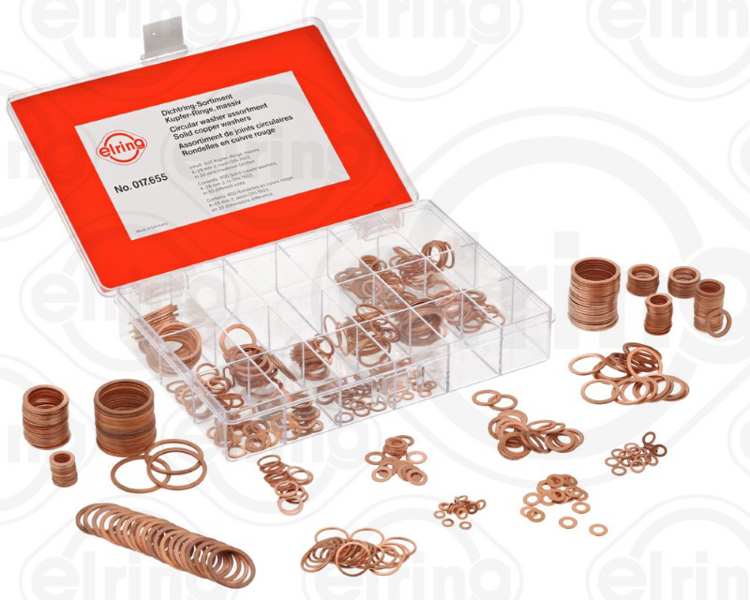 ELRING Dichtringsatz 61241 Material: Kupfer, Anzahl der Dichtringe: 600, Einzelteile siehe Stückliste: , Warentarifnummer: 7415210000 1.