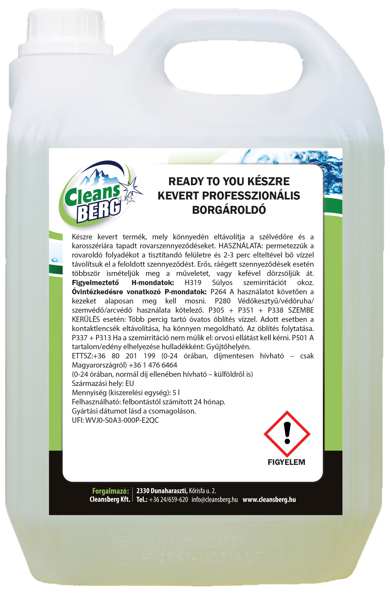 CLEANSBERG Insektenentferner 11541098 Bereit für Sie, fertig gemischtes professionelles Insektenschutzmittel, 5 Liter, fertig gemischtes Produkt, das leicht Insektenflecken entfernt, die auf der Windschutzscheibe und der Karosserie haften
Kann aus Gründen der Qualitätssicherung nicht zurückgenommen werden!