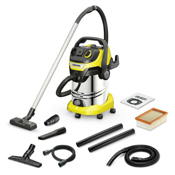 KÄRCHER Industriestaubsauger 11541425 Nass- und Trockensauger WD 6 P S V-30/8/22/T Renovation‚ Er bietet eine extrem hohe Saugleistung bei einem Energieverbrauch von nur 1300 Watt. Lieferumfang: Saugschlauch: 2,2 m, mit gebogenem Griff, Kunststoff, abnehmbarer Griff mit Antistatikschutz, Saugrohre: 2 Stück, 0,5 m, 35 mm, Edelstahl, Nass-Trocken-Bodenreinigungskopf: umschaltbar, Fugenreinigungskopf 1.