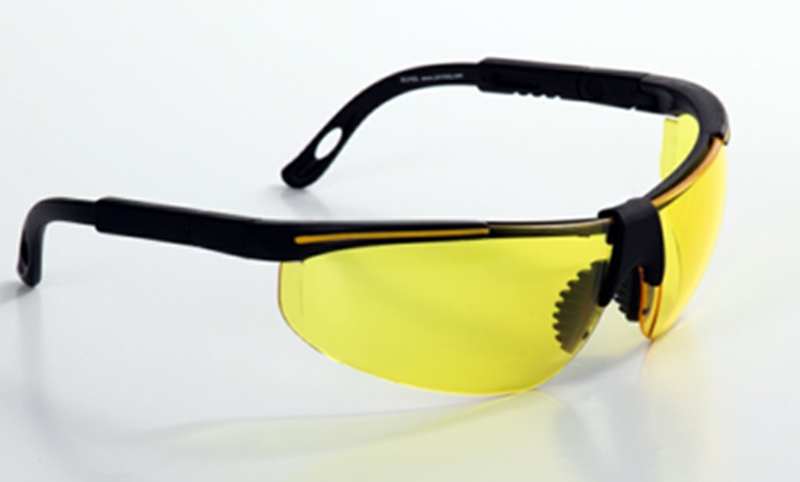 ABRABORO Schutzbrille 11581033 Schutzbrille mit gelben Gläsern, professionell, mit hohem UV-Schutz (UV400), mit verstellbaren Bügeln