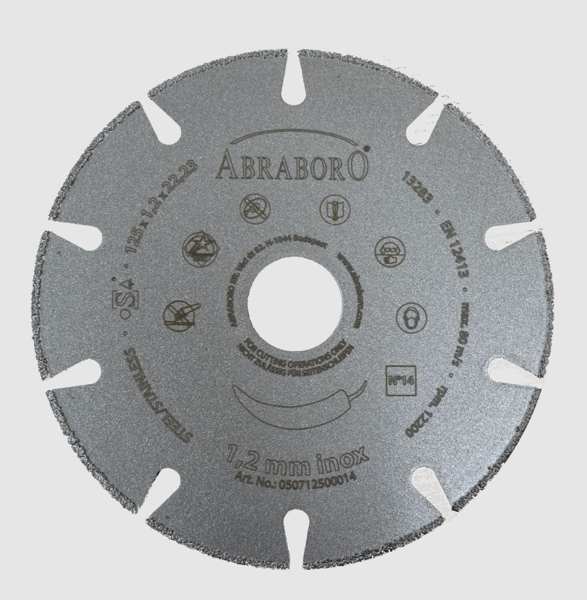 ABRABORO Diamant-Scheidscheibe 11580979 INOX-Diamantkorn-Trennscheibe (Nr. 14), 125 x 1,2 x 22,23 mm