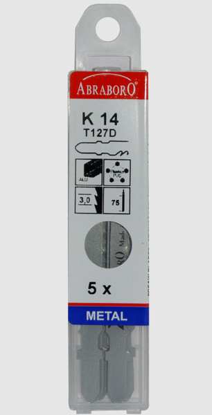 ABRABORO Stichsägeblatt 11580793 Stichsägeblatt‚ 5 Stück‚ K 14‚ T 127D‚ 75/3,0‚ für Aluminium