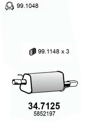 ASSO Auspufftopf 554249 hintere
Abgasanlage: für Endschalldämpfer