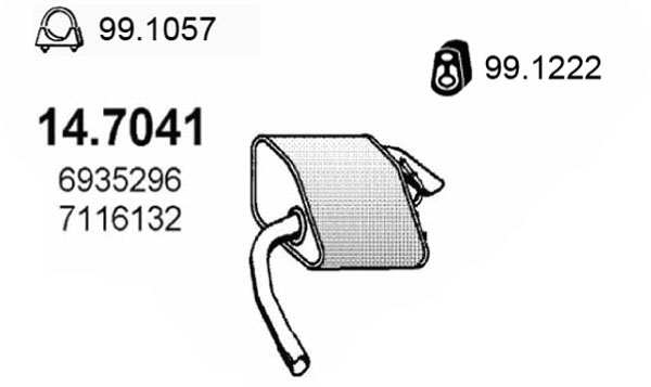 ASSO Auspufftopf 561191/5 hintere
Abgasanlage: für Endschalldämpfer