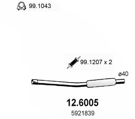 ASSO Auspufftopf 560032/5 mittlere
Abgasanlage: für Mittelschalldämpfer