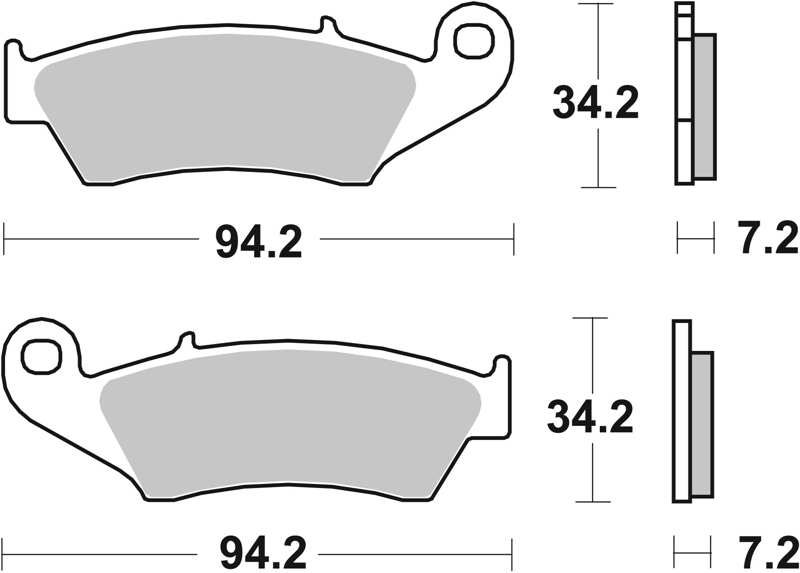 BREMBO Brake pad for motorcycle 674297 SX, Sintered, Racing Off Road/Super Motard, front/rear, set, for a brake disc!
Thickness [mm]: 7,2, Height [mm]: 34,2, Colour: silver