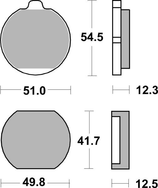 BREMBO Brake pad for motorcycle 674260 22, Carbon Ceramic, Road, front/rear, set for a brake disc!
Width [mm]: 49,8, Height 1 [mm]: 54,5, Height 2 [mm]: 41,7, Thickness 1 [mm]: 12,3, Thickness 2 [mm]: 12,5, Colour: black