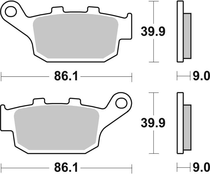 BREMBO Brake pad for motorcycle 674242 SP, SINTERED, Road, Rear, Set, For a Brake Disc!
Thickness [mm]: 9, Height [mm]: 39,9, Colour: red