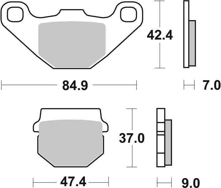 BREMBO Brake pad for motorcycle 674266 17, Carbon Ceramic, Road, front/rear, set, for a brake disc!
Width [mm]: 47,4, Height 1 [mm]: 42,4, Height 2 [mm]: 37, Thickness 1 [mm]: 7, Thickness 2 [mm]: 9, Colour: blue