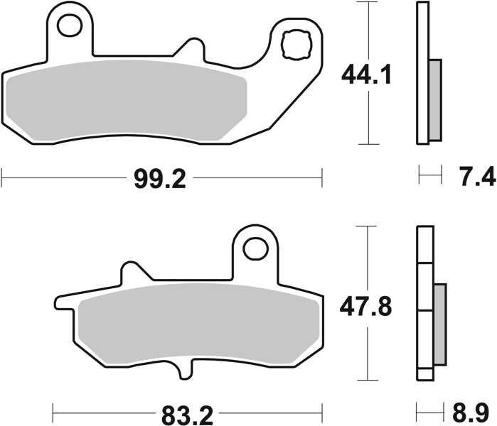 BREMBO Brake pad for motorcycle 674395 SP, SINTERED, Road, Rear, Set, For a Brake Disc!
Width [mm]: 83, Height 1 [mm]: 44,1, Height 2 [mm]: 47,8, Thickness 1 [mm]: 7,4, Thickness 2 [mm]: 9,8, Colour: red