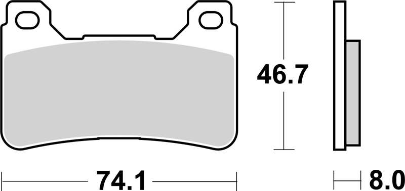 BREMBO Brake pad for motorcycle 674238 SA, SINTERED, Road, first, set, for a brake disc!
Thickness [mm]: 8, Height [mm]: 46,7, Colour: red