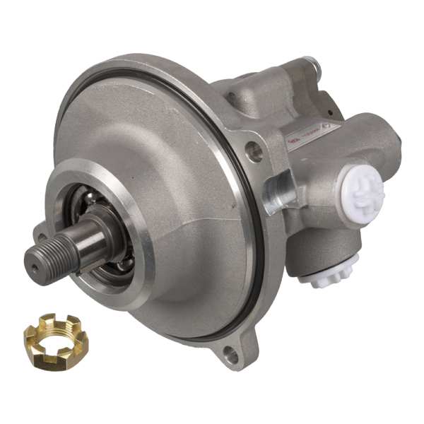 SWAG/FEBI Servolenkung Pumpe 11032702 Länge [mm]: 188, Breite [mm]: 183, Höhe [mm]: 183, Innengewindemaß: M26 x 1,5, M16 x 1,5, Ergänzungsartikel/Ergänzende Info 2: mit Kronenmutter 1.