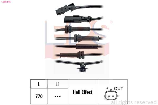 EPS-FACET Raddrehzahlsensor 190405 Kabellänge [mm]: 770