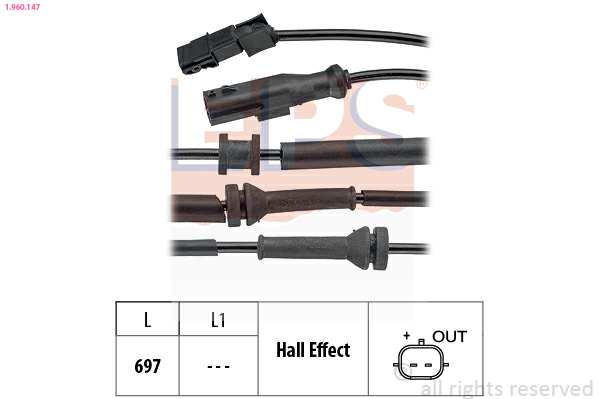 EPS-FACET Raddrehzahlsensor 190404 Kabellänge [mm]: 697